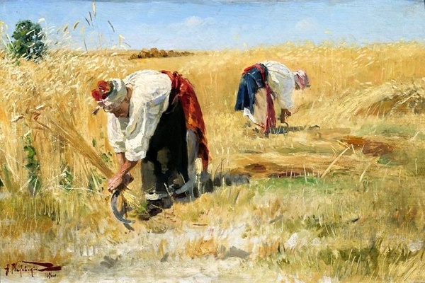Obraz „Żniwa” pędzla A. Makowskiego